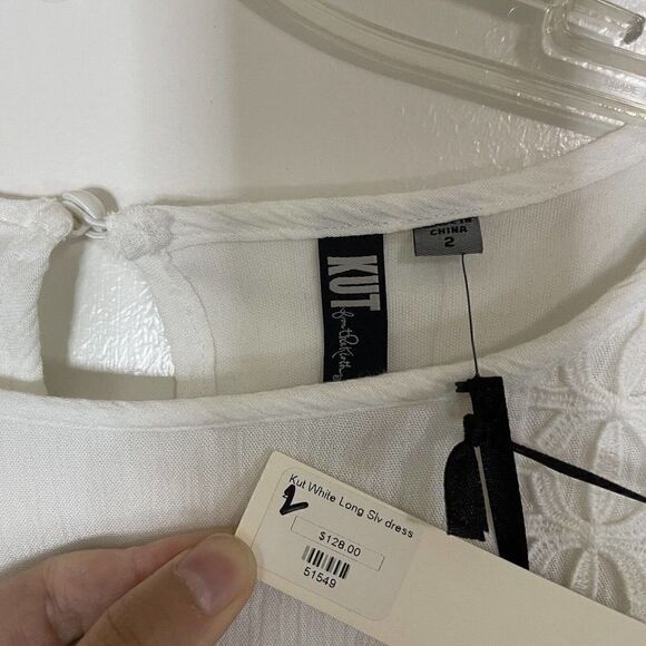 NEW! KUT from the Kloth white long sleeve Boho dress US 2 $128 D - Picture 3 of 6